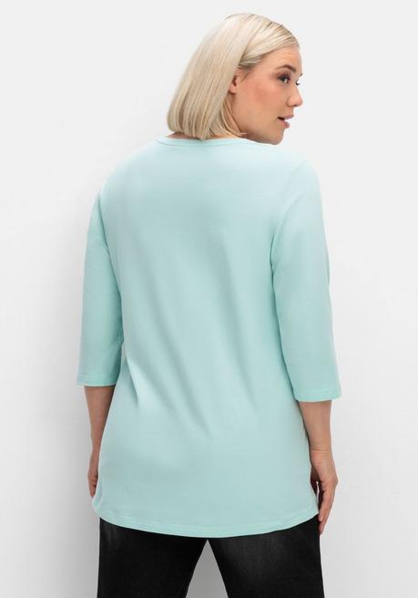 sheego Shirt in Piqué-Qualität mit 3/4-Ärmeln - mint sheego Black Friday Preise