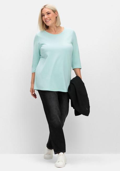 sheego Shirt in Piqué-Qualität mit 3/4-Ärmeln - mint sheego Black Friday Preise