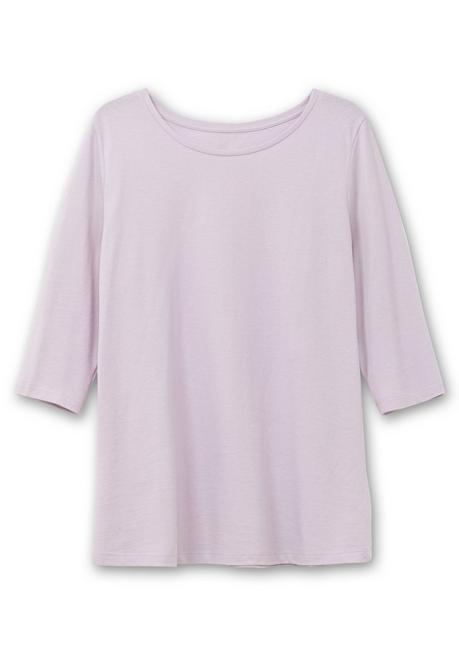 sheego Shirt in Piqué-Qualität mit 3/4-Ärmeln - flieder sheego Im Verkauf