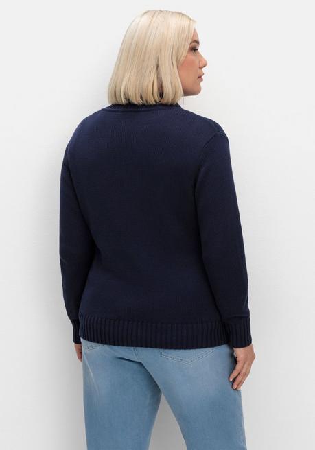 sheego Strickjacke mit Troyerkragen und 2-Wege-Zipper - marine sheego Rabatte dieses Monats