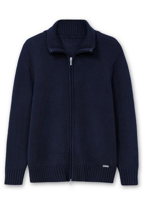 sheego Strickjacke mit Troyerkragen und 2-Wege-Zipper - marine sheego Rabatte dieses Monats