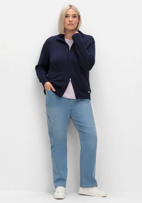 sheego Strickjacke mit Troyerkragen und 2-Wege-Zipper - marine sheego Rabatte dieses Monats
