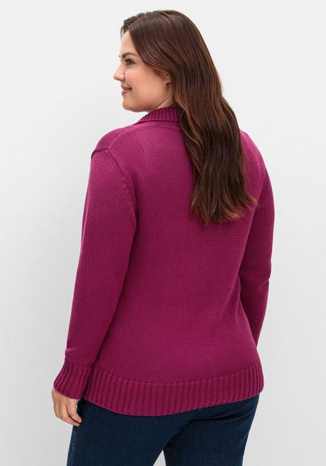 sheego Strickjacke mit Troyerkragen und 2-Wege-Zipper - fuchsia sheego Online