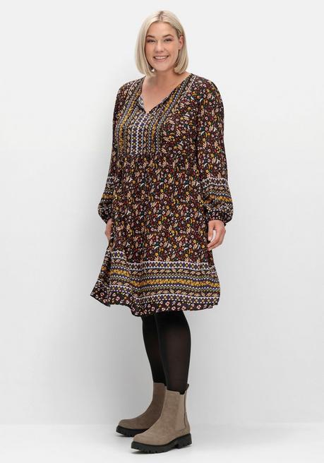 sheego Hängerchen-Kleid im Mustermix, in A-Linie - braun gemustert sheego Hotsell