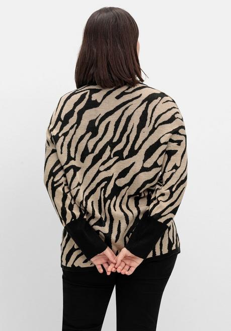 sheego Jacquard-Pullover mit Animalmuster - schwarz gemustert sheego Günstiger Verkauf