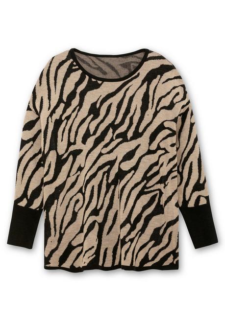 sheego Jacquard-Pullover mit Animalmuster - schwarz gemustert sheego Günstiger Verkauf
