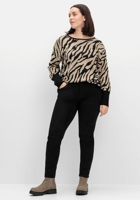 sheego Jacquard-Pullover mit Animalmuster - schwarz gemustert sheego Günstiger Verkauf