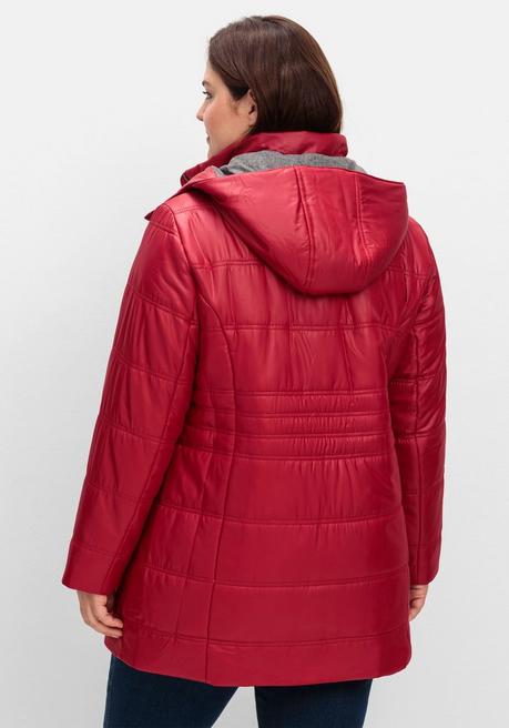 sheego Steppjacke mit Kapuze und Flanell-Details - kirschrot sheego Meist gekauft