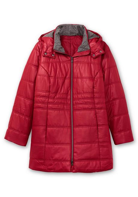 sheego Steppjacke mit Kapuze und Flanell-Details - kirschrot sheego Meist gekauft