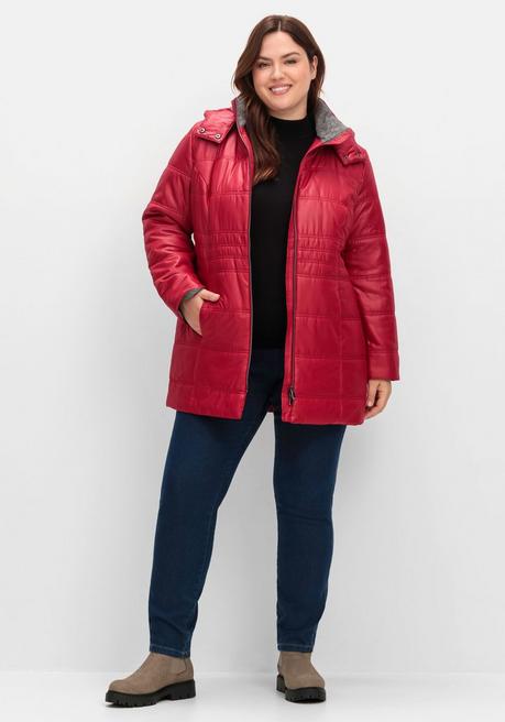sheego Steppjacke mit Kapuze und Flanell-Details - kirschrot sheego Meist gekauft