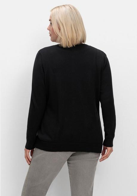 sheego Feinstrickjacke mit Rundhalsausschnitt und Knopfleiste - schwarz sheego Blitzverkäufe