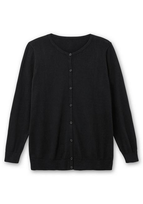 sheego Feinstrickjacke mit Rundhalsausschnitt und Knopfleiste - schwarz sheego Blitzverkäufe