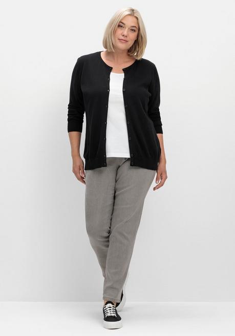 sheego Feinstrickjacke mit Rundhalsausschnitt und Knopfleiste - schwarz sheego Blitzverkäufe