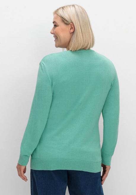 sheego Feinstrickjacke mit Rundhalsausschnitt und Knopfleiste - salbeigrün sheego Kostenloser Versand