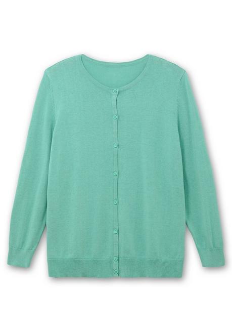 sheego Feinstrickjacke mit Rundhalsausschnitt und Knopfleiste - salbeigrün sheego Kostenloser Versand