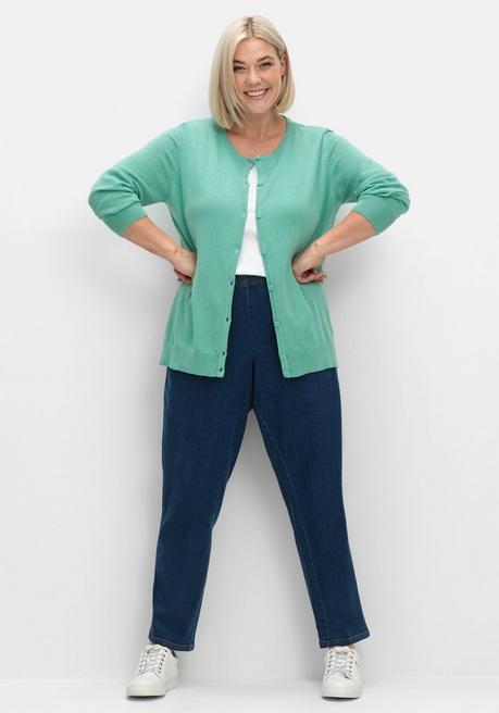 sheego Feinstrickjacke mit Rundhalsausschnitt und Knopfleiste - salbeigrün sheego Kostenloser Versand