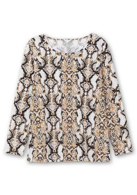 sheego Langarmshirt mit Animalprint und Rundhalsausschnitt - beigefarben gemustert sheego Limitierter Zeitrabatt