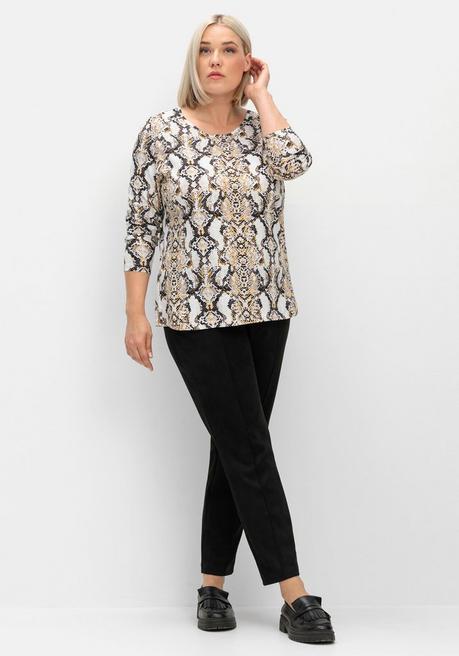 sheego Langarmshirt mit Animalprint und Rundhalsausschnitt - beigefarben gemustert sheego Limitierter Zeitrabatt