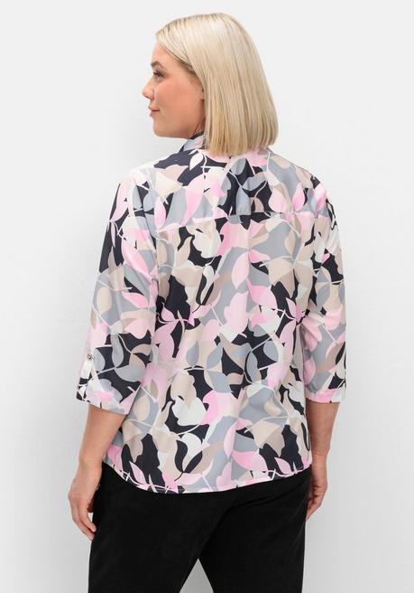 sheego Bedruckte Tunika mit Blusenkragen, aus Crêpe - rosé gemustert sheego Fabrik Onlineshop