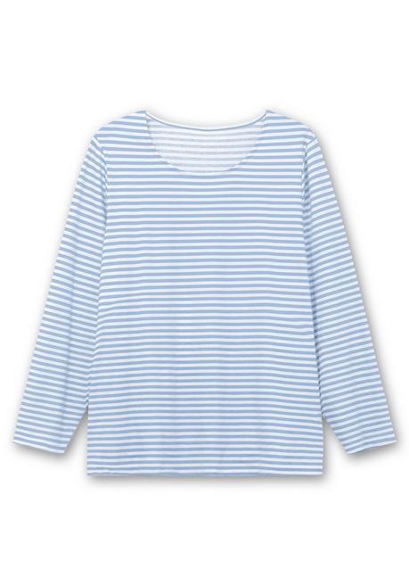 sheego Gestreiftes Langarmshirt mit Rundhalsausschnitt - mittelblau gestreift sheego Großer Ausverkauf