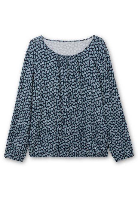sheego Langarmshirt mit Minimalprint und Saum-Gummizug - nachtblau gemustert sheego Flash Sale