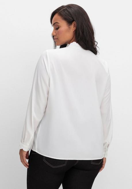 sheego Tunika mit Stehkragen und gewellten Kanten - weiß sheego Begrenztes Angebot