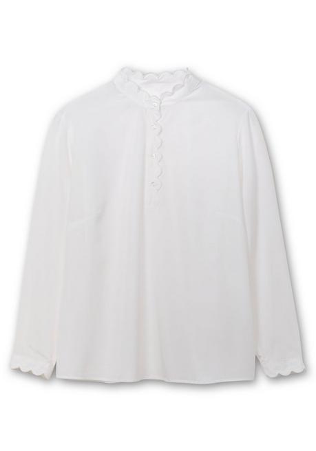 sheego Tunika mit Stehkragen und gewellten Kanten - weiß sheego Begrenztes Angebot