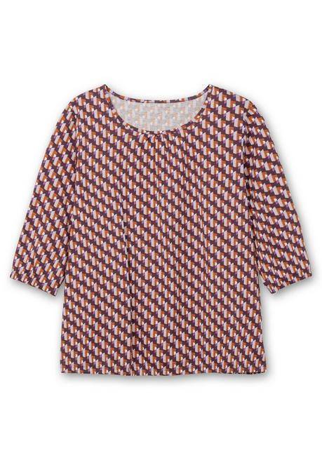 sheego 3/4-Arm-Shirt mit Grafikprint und Gummizugbund - aubergine gemustert sheego Online Shopping