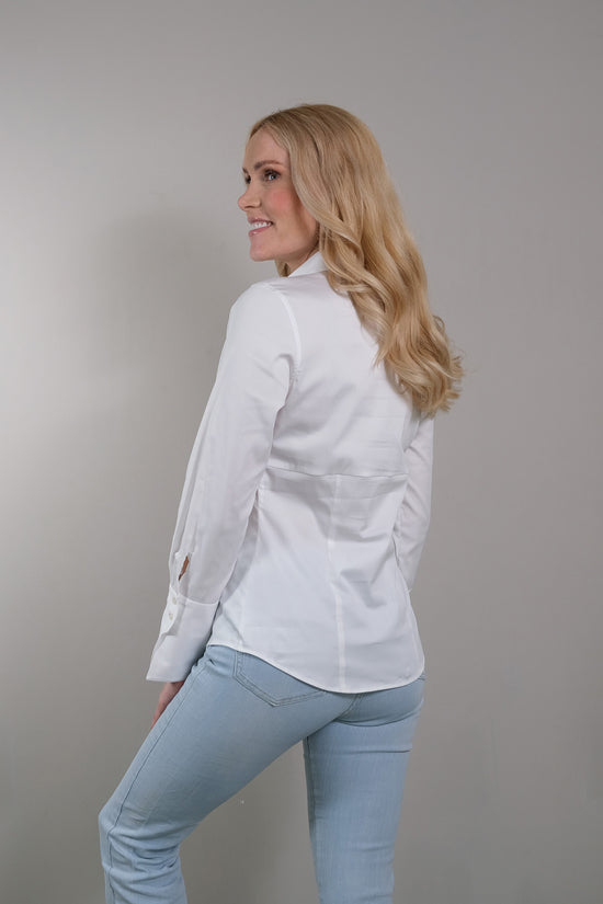 Soluzione Schmale Bluse mit großer Manschette und Korsett-Form an der Taille Vatertagsangebot