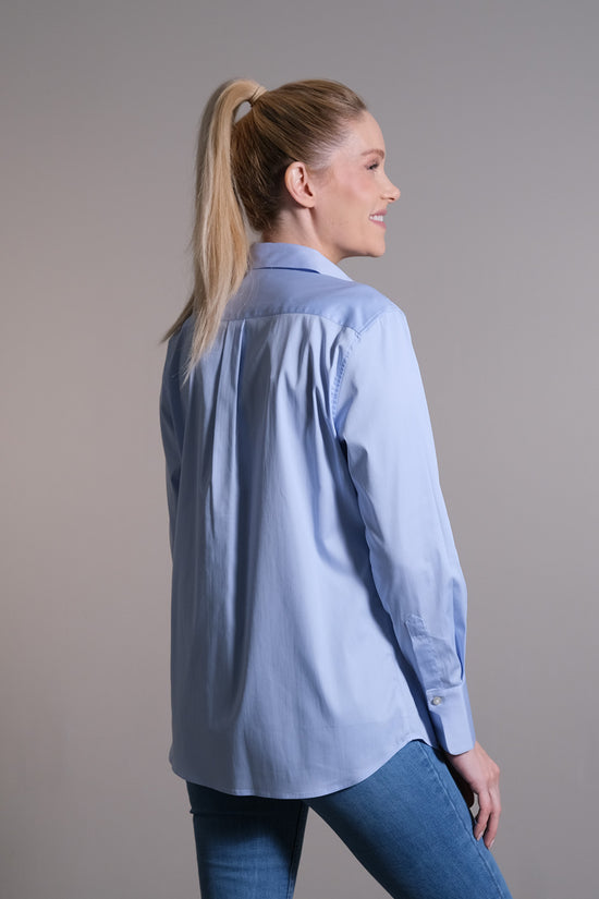 Soluzione Hemdbluse mit großem Kragen und Brusttasche Vierteljährliche Förderung