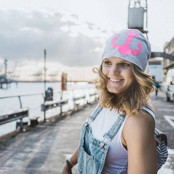 Sonia Originelli Beanie Mütze "Anker Maritim" Streifen Jersey Unisex 2025