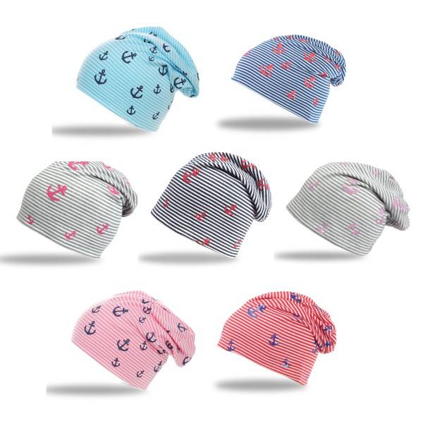 Sonia Originelli Beanie Mütze "Mini Anker Maritim" Streifen Jersey Unisex Verkauf