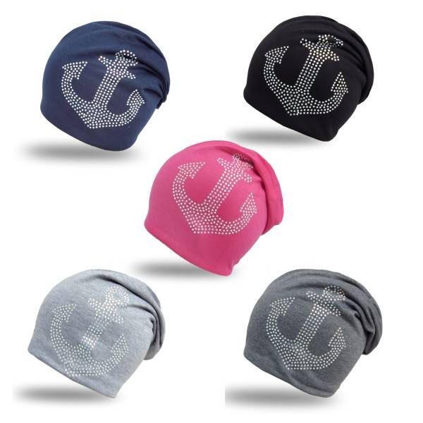 Sonia Originelli Beanie Mütze "Prisma Anker" Strasssteine Mütze Maritim im Angebot