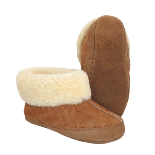 Sonia Originelli Beige Hüttenhausschuh Lammfell Schaffell Leder XXL Fellkranz Limitierter Zeitrabatt