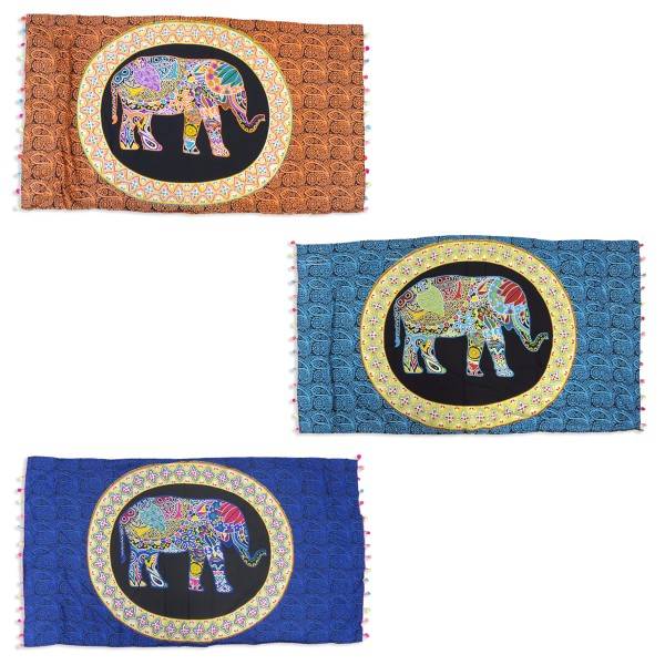 Sonia Originelli Strandtuch "Boho" Elefant Muster Bommel Bunt Laken Tuch Picknick Günstig kaufen