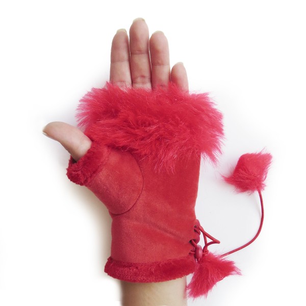 Sonia Originelli Damenhandschuhe Fingerlos Wuschel Kunstfell Handstulpe Preisnachlass