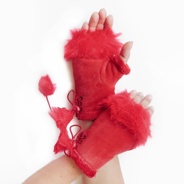 Sonia Originelli Damenhandschuhe Fingerlos Wuschel Kunstfell Handstulpe Preisnachlass