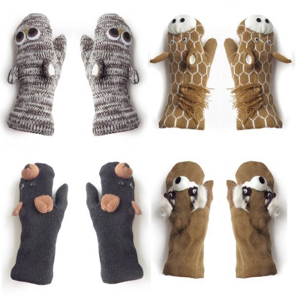 Sonia Originelli Fausthandschuhe Eule Giraffe Bär Tiere Fäustel Fleece Strick Weihnachtsangebot