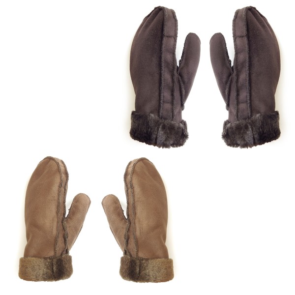 Sonia Originelli Fausthandschuhe Faux-Leder Velouroptik Kunstfell Samt Velvet kuschelig Osterangebot