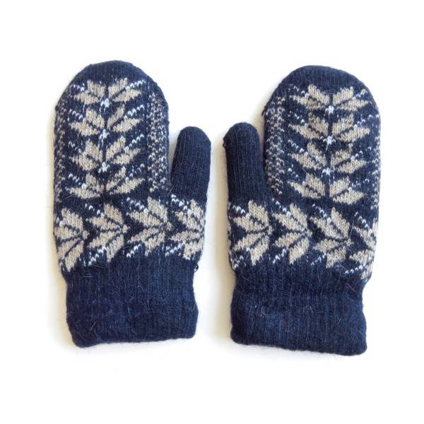 Sonia Originelli Kinder Fausthandschuhe Angorawolle Norweger Muster Fäustel Schneeflocken Neuheiten