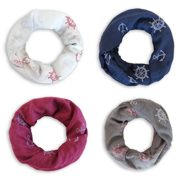 Sonia Originelli Loop Schal "Maritim Steuerrad Anker" Reliefdruck Sommer Neueste Stile