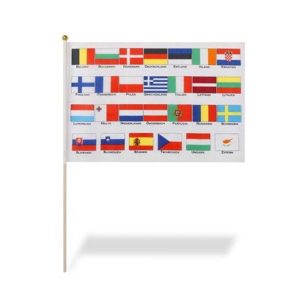 Sonia Originelli 10er Set Fahne Flagge Winkfahne "Europa 27 Länder" Handfahne EM WM Online