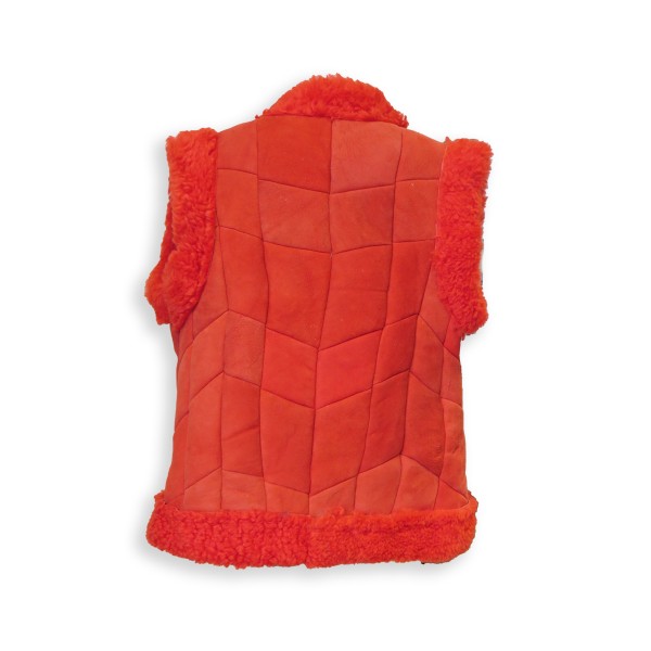 Sonia Originelli Damenweste Naturfell Leder Lammfell Patchwork Handarbeit Kostenlose Rückgabe