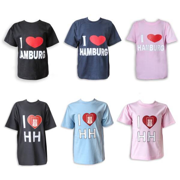 Sonia Originelli Kinder T-Shirt "I Love Hamburg" Wappen Baumwolle Neueste Mode