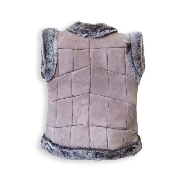 Sonia Originelli Kinderweste Naturfell Leder Lammfell Patchwork Handarbeit Online Outlet