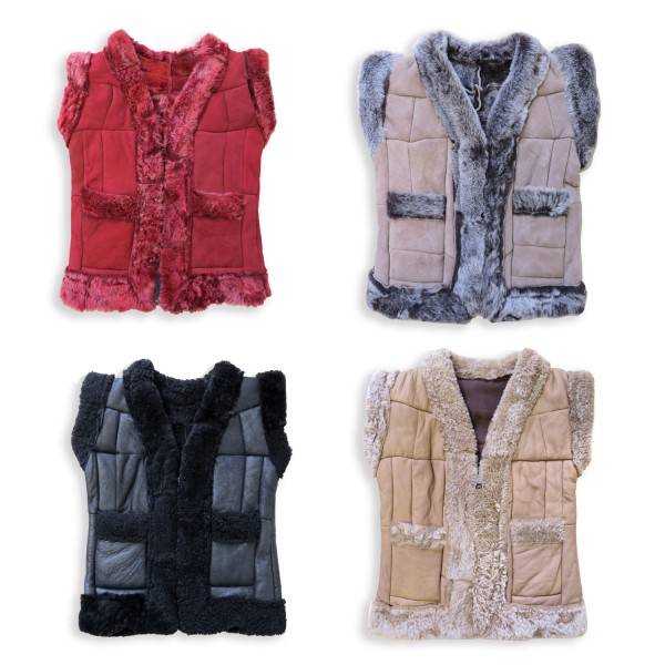 Sonia Originelli Kinderweste Naturfell Leder Lammfell Patchwork Handarbeit Online Outlet