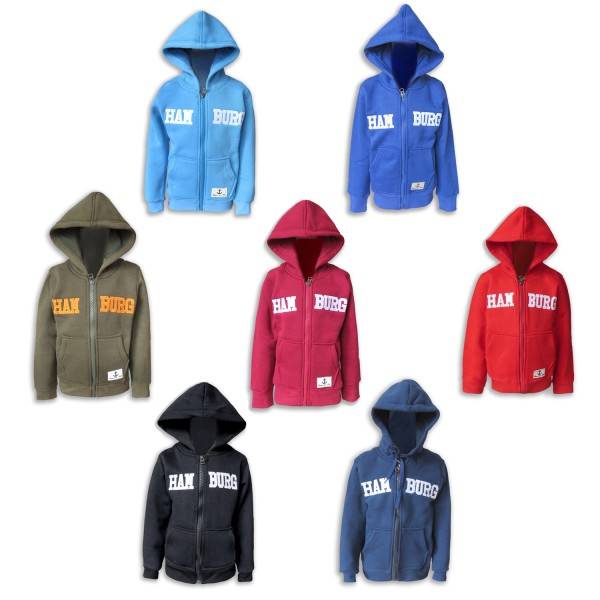 Sonia Originelli Sweatjacke "Hamburg" Kinder unifarben Jacke Hoodie bestickt Räumungsverkauf