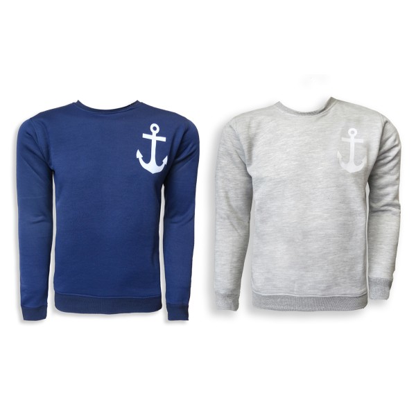 Sonia Originelli Sweatshirt "Anker" Maritim Druck Herren Unifarben Pullover Tägliche Deals