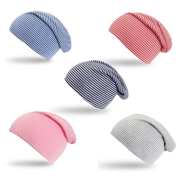 Sonia Originelli Beanie Mütze "Streifen UNI" Maritim Gestreift Jersey Letzter Tag