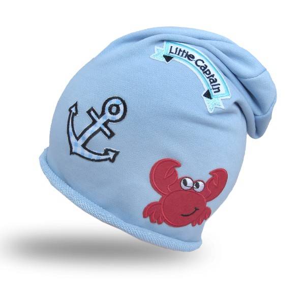 Sonia Originelli Beanie Mütze Kleinkind Patch Aufnäher Krabbe maritim Anker trend Baumwolle Babymütze Angebote